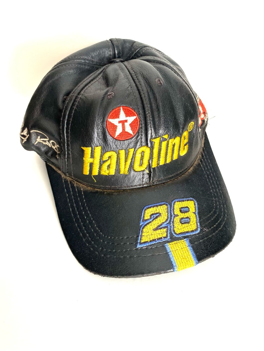 Vintage Ricky Rudd #28 Havoline NASCAR Genuine Leather Racing Hat Cap